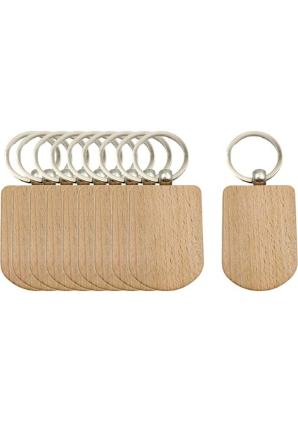 10pcs Zincir Dıy Anahtar Etiketleri Anahtar Halkaları Ahşap Dilimler Bitmemiş Stil C 36x51mm (Yurt Dışından)