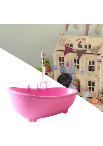 1/6 Minyatür Dollhouse Küvet 12 Inç Bebek Pembesi Için Oyuncaklar (Yurt Dışından)