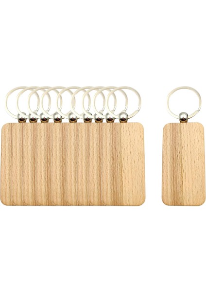 10pcs Zinciri Dıy Anahtar Etiketleri Anahtar Halkalar Ahşap Dilimler Bitmemiş Stil E 34x65mm (Yurt Dışından)