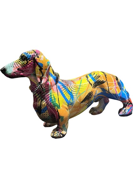 Yaratıcı Dachshund Heykeli Masaüstü Odası El Sanatları Dekoratif Sarı (Yurt Dışından)