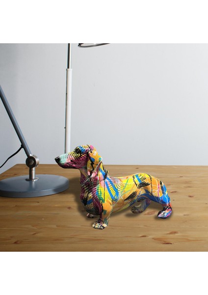 Yaratıcı Dachshund Heykeli Masaüstü Odası El Sanatları Dekoratif Sarı (Yurt Dışından)
