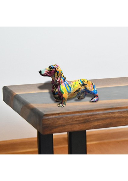 Yaratıcı Dachshund Heykeli Masaüstü Odası El Sanatları Dekoratif Sarı (Yurt Dışından)