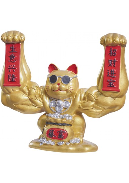 Lucky Cat Figurine Hayvan Heykel Heykeli Oturma Odası Raf Masaüstü Aureate (Yurt Dışından)