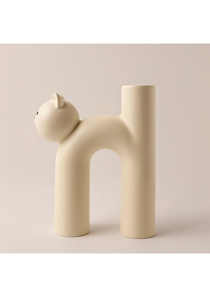 Modern Seramik Vazo Ofis Oturma Odası Süsleri Bej Için Sevimli Tübüler Kedi Şekli (Yurt Dışından) fiyatları