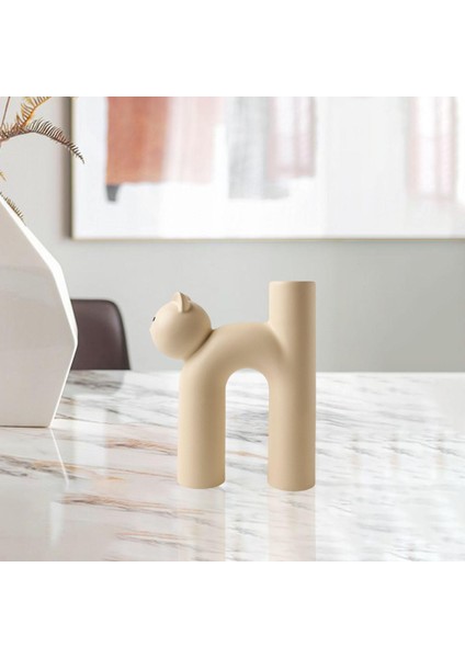 Modern Seramik Vazo Ofis Oturma Odası Süsleri Bej Için Sevimli Tübüler Kedi Şekli (Yurt Dışından) fırsatları
