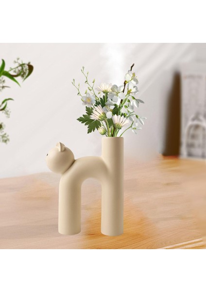 Modern Seramik Vazo Ofis Oturma Odası Süsleri Bej Için Sevimli Tübüler Kedi Şekli (Yurt Dışından) indirimleri