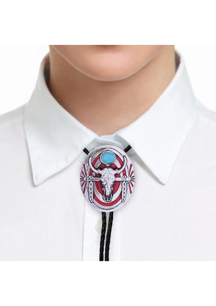 Western Bolo Kravat Deri Kravat Batı Kovboy Moda Alaşım Ayarlanabilir Kırmızı (Yurt Dışından) modelleri