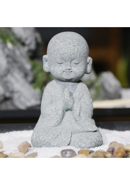 Tiny Buddha Monk Heykeli Figürinler Süsleri Çay Evcil Eller Birlikte (Yurt Dışından)