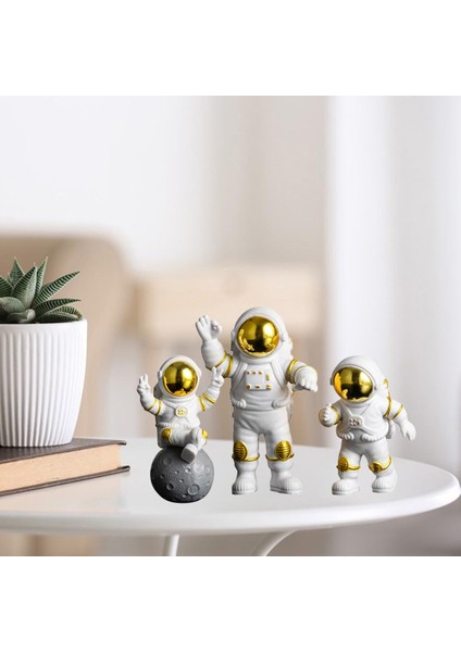 3x Heykeli Model Raf Spacean Figürin Kitaplık Heykel Çocuk Altın (Yurt Dışından)