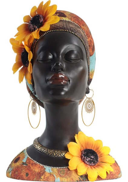 Yenilik Afrikalı Kadın Baş Heykeli, Lady Figurine Light Lüks Kadın Sanat (Yurt Dışından)