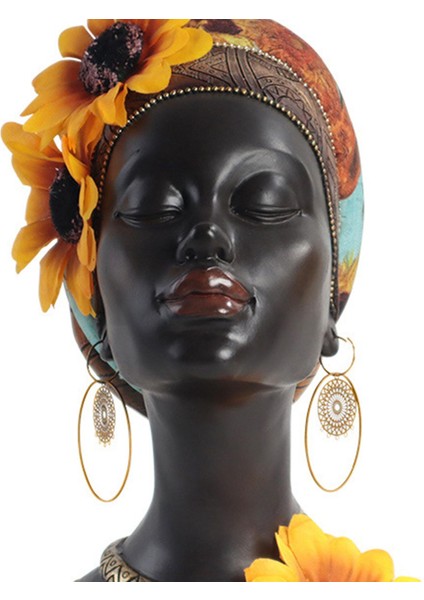 Yenilik Afrikalı Kadın Baş Heykeli, Lady Figurine Light Lüks Kadın Sanat (Yurt Dışından)