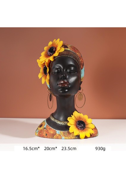 Yenilik Afrikalı Kadın Baş Heykeli, Lady Figurine Light Lüks Kadın Sanat (Yurt Dışından)