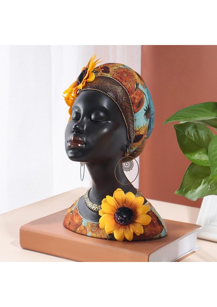 Yenilik Afrikalı Kadın Baş Heykeli, Lady Figurine Light Lüks Kadın Sanat (Yurt Dışından)