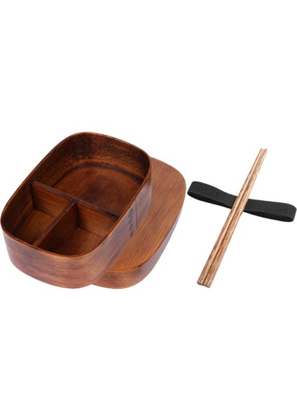 Japon Tarzı Bento Kutusu Ahşap Öğle Yemeği Kutusu İle Yemek Çubukları İle Geleneksel Dayanıklı Boyut L Koyu Kahverengi (Yurt Dışından)