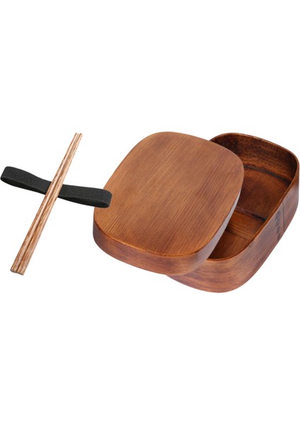 Japon Tarzı Bento Kutusu Ahşap Öğle Yemeği Kutusu İle Yemek Çubukları İle Geleneksel Dayanıklı Boyut L Koyu Kahverengi (Yurt Dışından) fiyatları