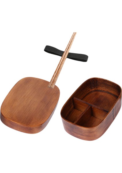 Japon Tarzı Bento Kutusu Ahşap Öğle Yemeği Kutusu İle Yemek Çubukları İle Geleneksel Dayanıklı Boyut L Koyu Kahverengi (Yurt Dışından) fırsatları