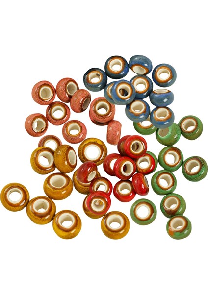 50 Adet Boyalı Seramik Ara Boncuklar Dıy Takılar Için Makrame 15 - 15.9 Mm Çok Molor (Yurt Dışından)