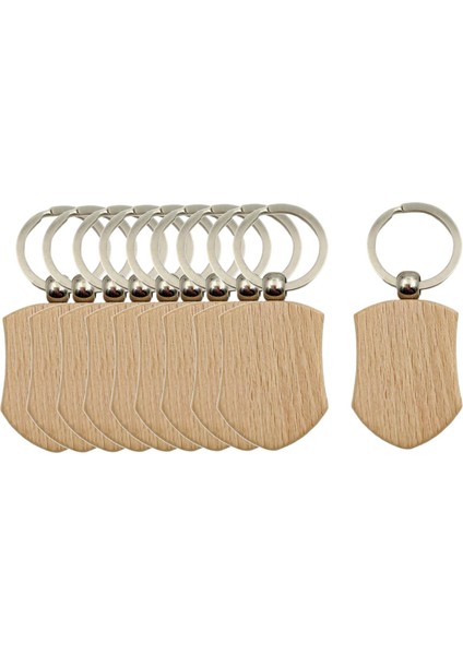 10pcs Zinciri Dıy Anahtar Etiketleri Anahtar Halkalar Ahşap Dilimler Bitmemiş Stil B 32x43mm (Yurt Dışından)