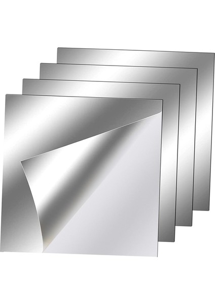 4pcs Esnek Duvar Çıkartmaları Ayna Duvar Dekorasyonu Için Akrilik Ayna Sayfaları 20cmx20cm (Yurt Dışından)