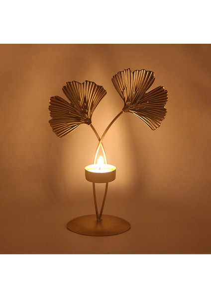 Metal Yaprak Mum Tutucu Süsleme Merkez Parçası Şamdan Tealight Ziyafet Stil (Yurt Dışından)