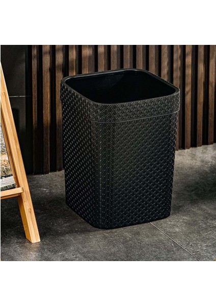 Çöp Kovası Kare Rattan Oda Tuvalet Mutfak Siyah (Yurt Dışından) fiyatları