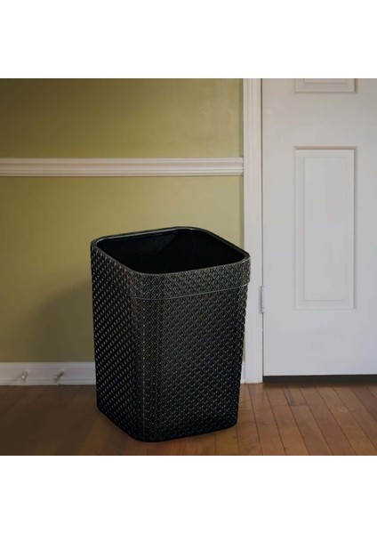 Çöp Kovası Kare Rattan Oda Tuvalet Mutfak Siyah (Yurt Dışından) fırsatları