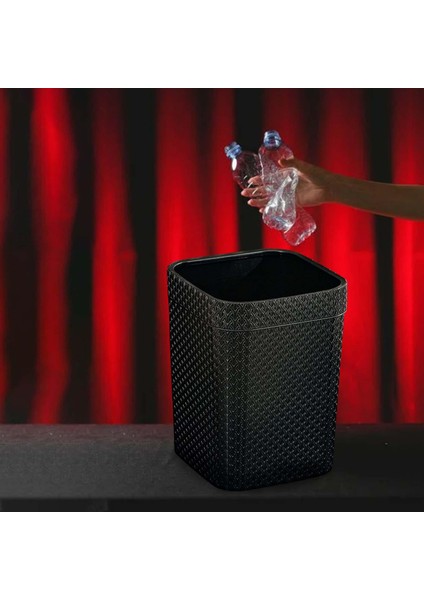 Çöp Kovası Kare Rattan Oda Tuvalet Mutfak Siyah (Yurt Dışından) indirimleri