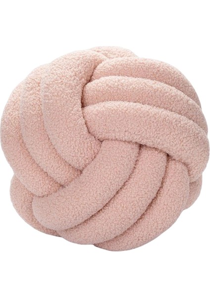 Yuvarlak Peluş Düğümlü Atma Yastığı El Yapımı Açık Pembe (Yurt Dışından)