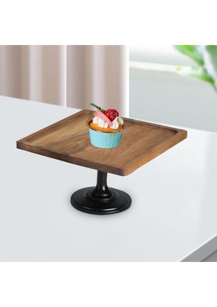 Ahşap Yüksek Ayak Tepsisi Cupcake Standı Düğün Dekorasyonu Için Dekoratif Tepsiler 25 Cm Kahverengi (Yurt Dışından)