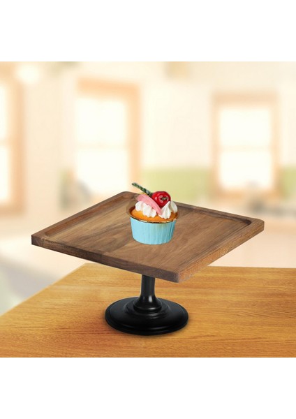Ahşap Yüksek Ayak Tepsisi Cupcake Standı Düğün Dekorasyonu Için Dekoratif Tepsiler 25 Cm Kahverengi (Yurt Dışından)