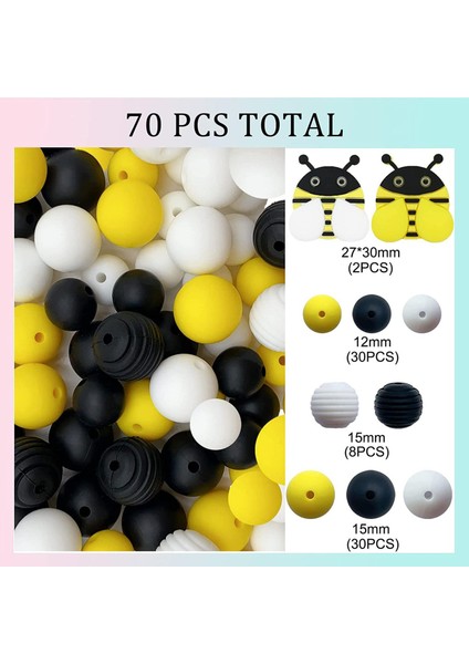 70pcs Silikon Boncuklar Kadınlar Için Sevimli Gevşek Boncuklar Macrame Dekorasyonları (Yurt Dışından)