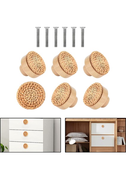 Rattan Çekme Knobs Mobilya Dresser Dolap Için Tek Delik Çekme Çekiyor (Yurt Dışından)