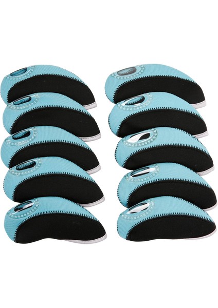 10 Adet Golf Demir Headcovers Golf Kulübü Kafa Kapağı Görüntülenebilir Pencere Koruma Mavi (Yurt Dışından)