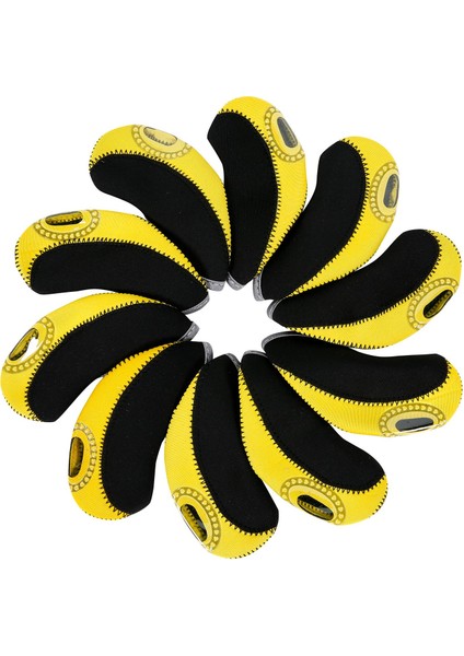 10pcs Golf Ütüler Kafa Kapağı Seti Golf Kulübü Başlıklar Çift Renk Su Geçirmez Siyah Sarı (Yurt Dışından) modelleri