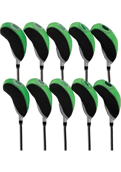 10 Adet Golf Demir Headcovers Golf Kulübü Kafa Kapağı Görüntülenebilir Pencere Koruması Yeşil (Yurt Dışından) fırsatları