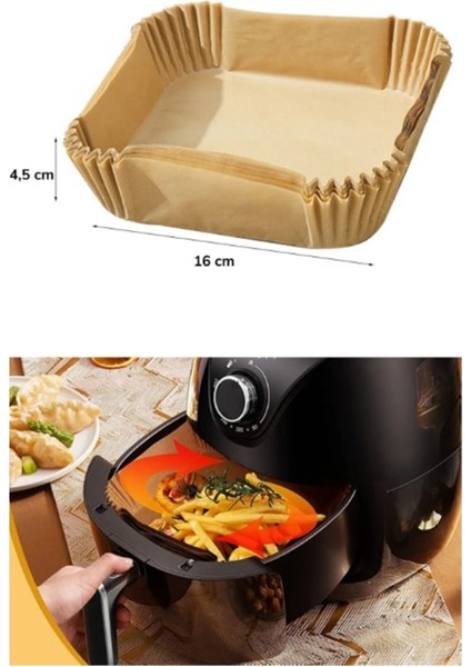 Airfryer Pişirme Kağıdı 50 Adet Hava Fritözü Kare Model Pişirme Kağıdı Airfryer Yağsız Firitöz fiyatları
