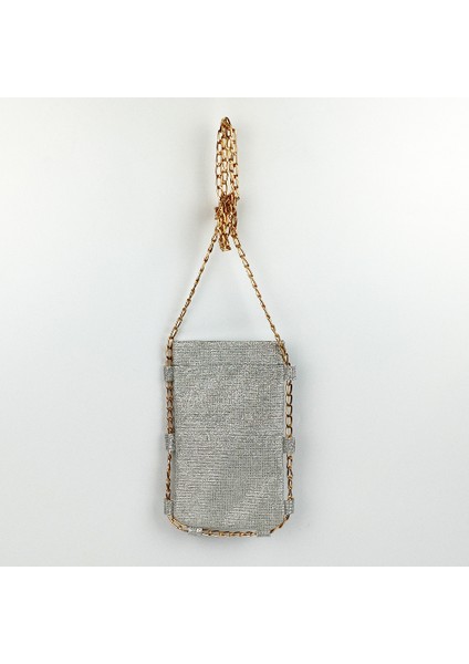 Woody Cord Işıltılı Zincirli Kadın Telefon Çantası - Gümüş Rengi modelleri
