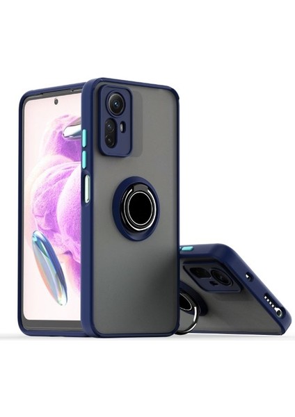 Xiaomi Redmi Note 12S Kılıf Montreal Yüzüklü Standlı Arkası Buğulu + Ekran Koruyucu