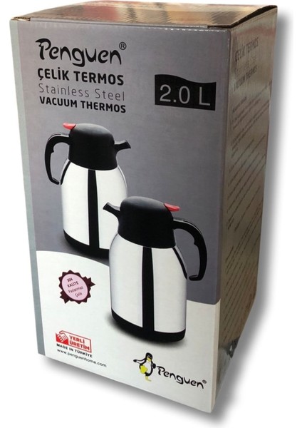 2 Litre Çift Kat Çelik Çay Termosu 1200A (Yeni Model)