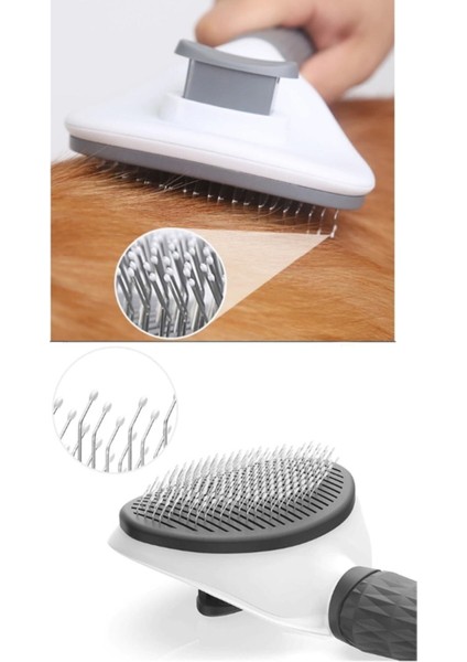 Otomatik Temizlenen Tuşlu Evcil Hayvan Fırçası Kedi Köpek Tüy Toplayıcı Tarak Gri fırsatları