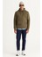 Erkek Haki Standart Fit Normal Kesim Içi Polarlı 3 Iplik Kapüşonlu Kanguru Cepli Pamuklu Sweatshirt 2