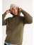 Erkek Haki Standart Fit Normal Kesim Içi Polarlı 3 Iplik Kapüşonlu Kanguru Cepli Pamuklu Sweatshirt 4