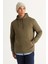 Erkek Haki Standart Fit Normal Kesim Içi Polarlı 3 Iplik Kapüşonlu Kanguru Cepli Pamuklu Sweatshirt 5