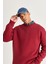 AC&Co / Altınyıldız Classics Erkek Bordo Oversize Bol Kesim Içi Polarlı 3 Iplik Bisiklet Yaka Pamuklu Sweatshirt 3