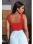 Kadın Kırmızı Askılı Crop Top Bluz 3