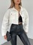 Kadın Crop Kesim Denim Ceket Oversize Kalıp 4