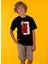 Baskılı Siyah Erkek Çocuk T-Shirt HRBTXT010 1