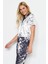 Kadın Saten Crop Gömlek Pantolon Pijama Takımı 9066 Beyaz/siyah 3