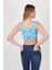23256430 Triko Desenli Askılı Kare Yaka Atlet Mavı 4