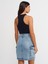 80548 Yanları Cepli Midi Denim Etek-Mavi 2